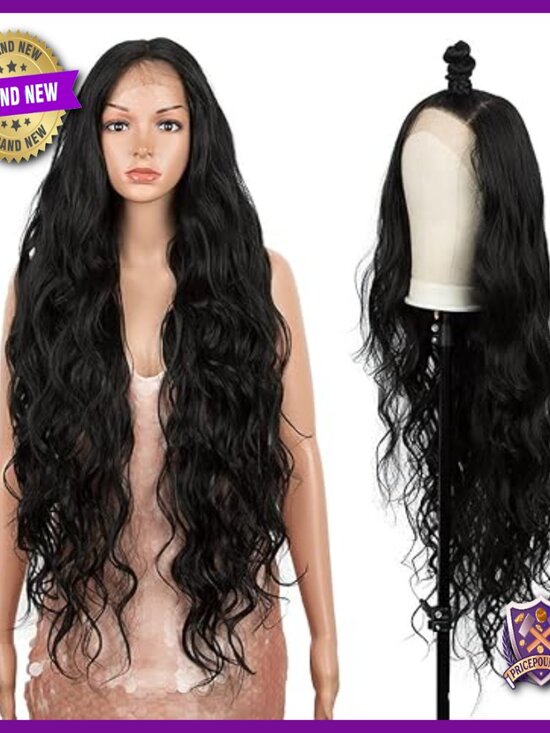 36-Inch Synthetic Lace Front Wig with Big Curls, Heat Resistant, Adjustable Cap main image 4